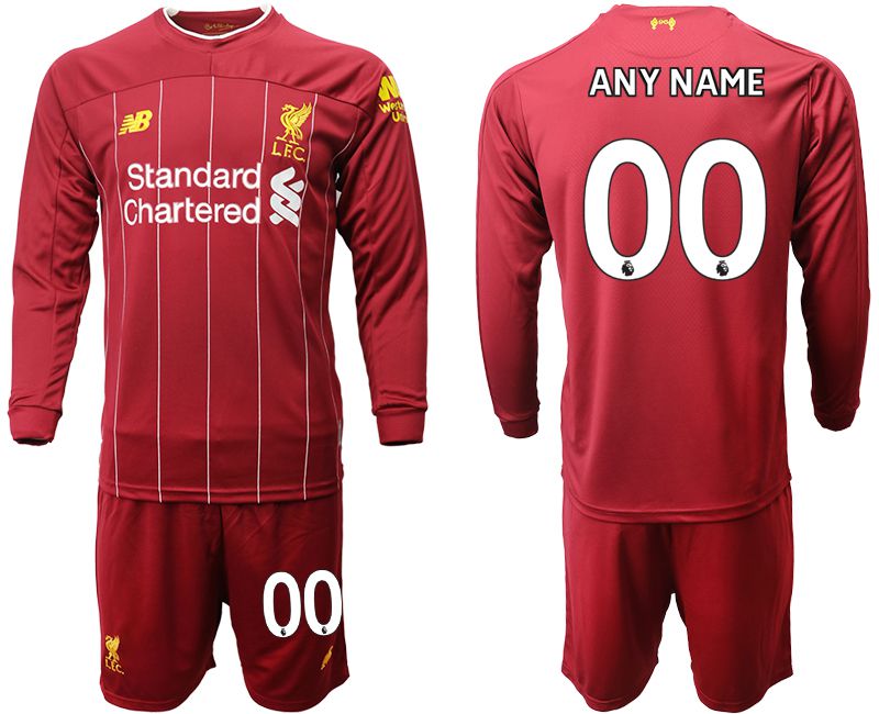 Men 2019-2020 club Liverpool home long sleeves customized red Soccer Jerseys->customized soccer jersey->Custom Jersey